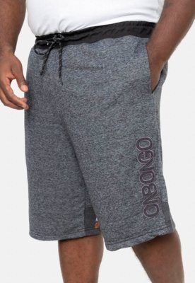 Bermuda Onbongo Moletom Plus Size Preta Mescla