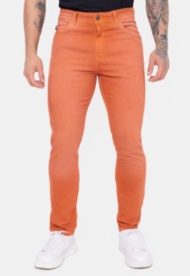 Calça Jeans Onbongo Color Slim Laranja