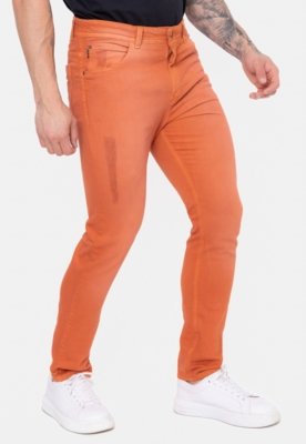 Calça Jeans Onbongo Color Slim Laranja