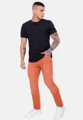 Calça Jeans Onbongo Color Slim Laranja