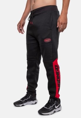 Calça Onbongo Moletom Preta Com Vermelha