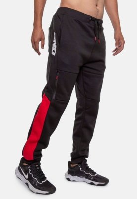 Calça Onbongo Moletom Preta Com Vermelha