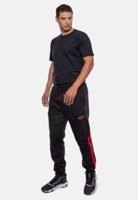 Calça Onbongo Moletom Preta Com Vermelha
