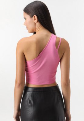 Regata Cropped Only Ombro Único Rosa