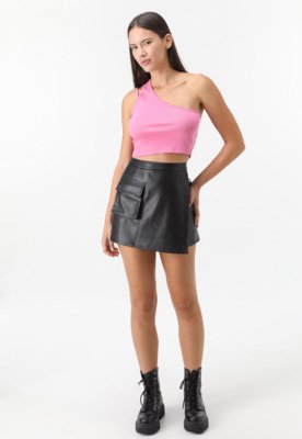 Regata Cropped Only Ombro Único Rosa