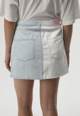 Saia Jeans Only Curta ColorBlock Azul
