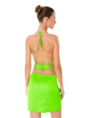 Vestido Open Com Aplicação Em Strass Verde