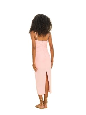 Vestido Open Rosa Linho Bordado Petala