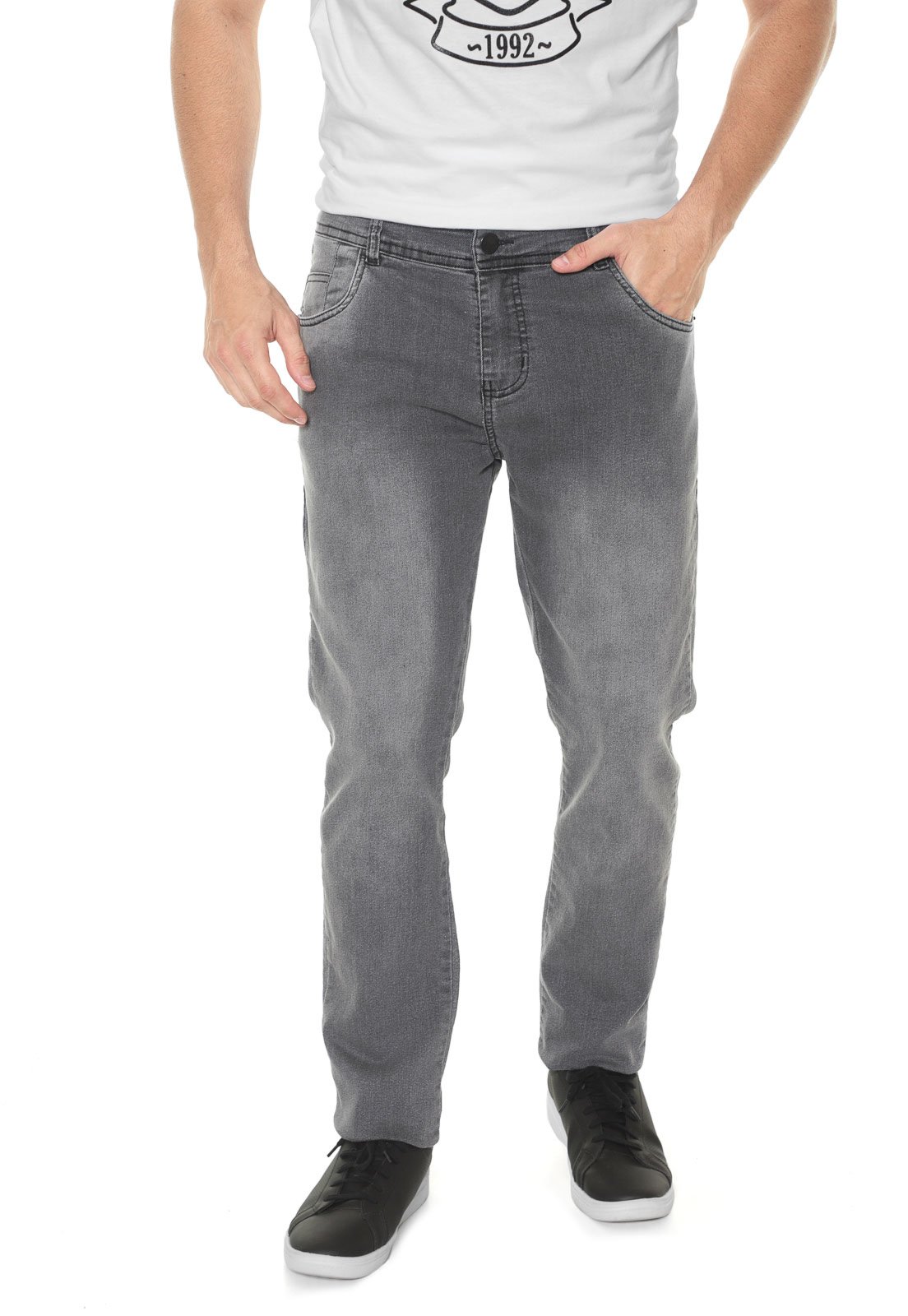 calça jeans estonada masculina