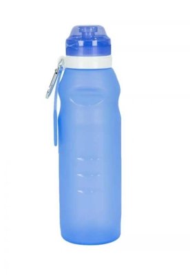 Squeeze Garrafa em Silicone Oumai Dobrável 600 Ml com Mosquetão Azul Menor preço em Squeeze Garrafa em Silicone Oumai Dobrável 600 Ml com Mosquetão Azul
