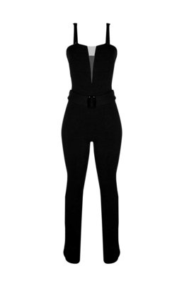 Macacão Outlet Dri Longo Alcinha Crepe Casual Bojo Decote V Tule Cinto Preto Menor preço em Macacão Outlet Dri Longo Alcinha Crepe Casual Bojo Decote V Tule Cinto Preto