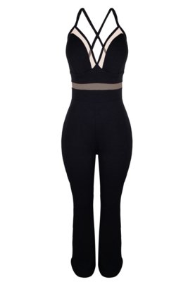 Macacão Outlet Dri Longo Crepe Flare Alcinha Decote Detalhe Tule Preto Menor preço em Macacão Outlet Dri Longo Crepe Flare Alcinha Decote Detalhe Tule Preto
