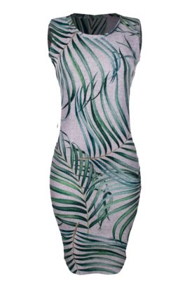 Vestido Outlet Dri Curto Alça Grossa Canelado Estampa Natureza Verde Menor preço em Vestido Outlet Dri Curto Alça Grossa Canelado Estampa Natureza Verde