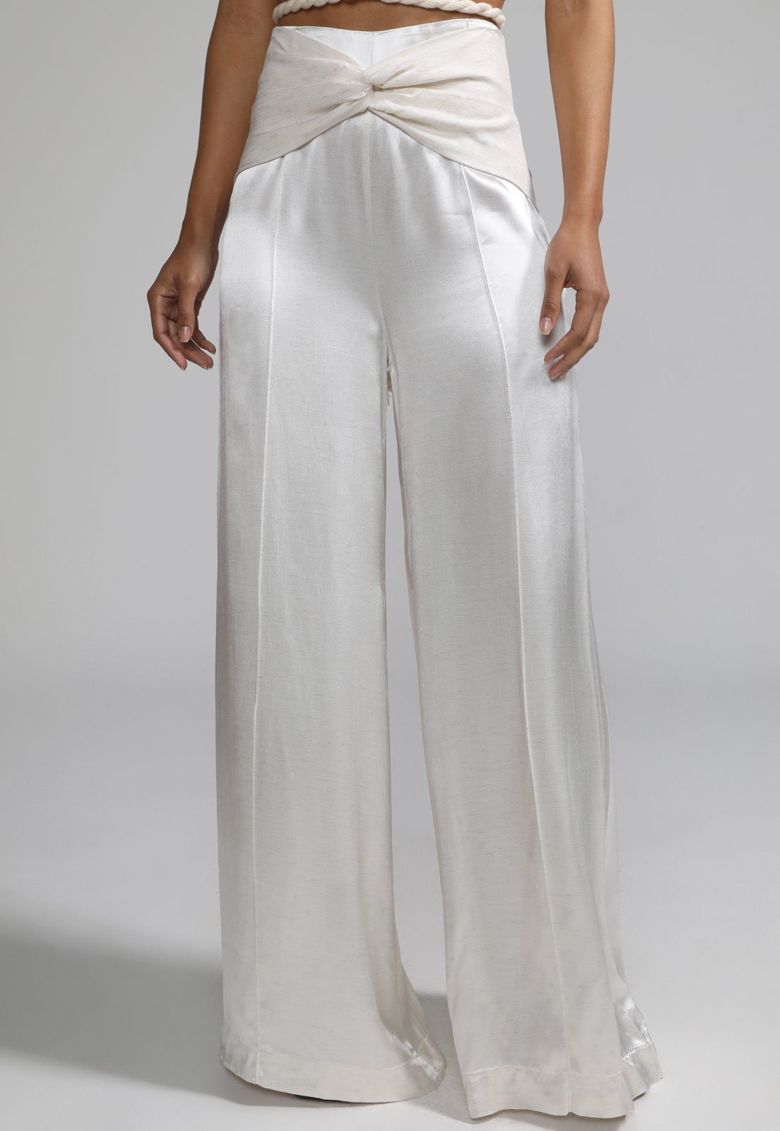 ladies white silk pants