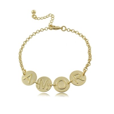 Pulseira P.R.A. Folheados Amor Dourado Menor preço em Pulseira P.R.A. Folheados Amor Dourado