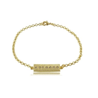 Pulseira P.R.A. Folheados Delicada Com Strass Dourado Menor preço em Pulseira P.R.A. Folheados Delicada Com Strass Dourado