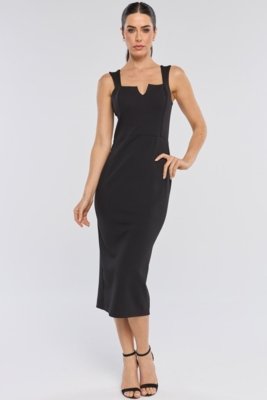Vestido Midi PKS Ponto Roma Preto