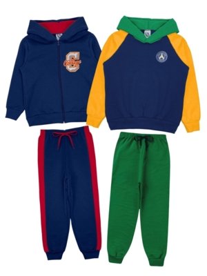 Kit Sortido Platinum 4 Peças de Roupas Infantis Inverno Masculino - 2 Casacos + 2 Calças Multicolorido