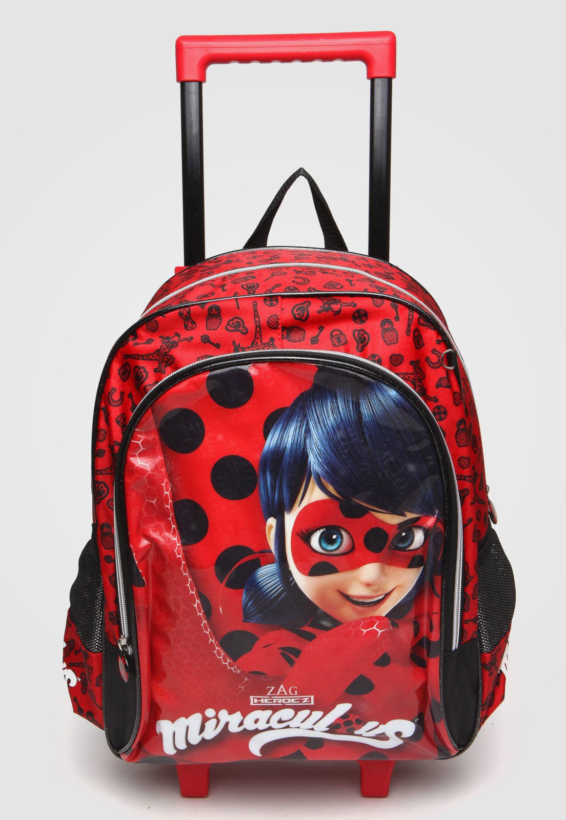 Mochila de Rodinhas Pacific G Miraculous Super Vermelha Preta