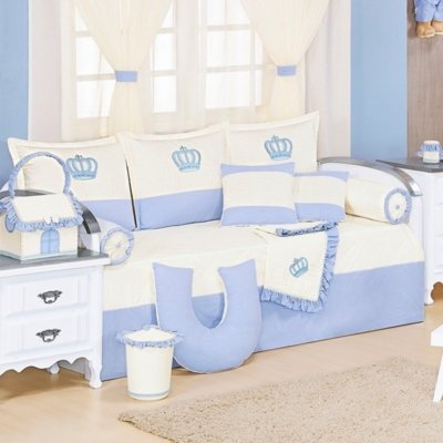 Kit Cama Babá Padroeira Baby Realeza Azul Bebê 8 Peças Menor preço em Kit Cama Babá Padroeira Baby Realeza Azul Bebê 8 Peças