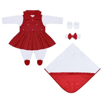 Saída Maternidade Padroeira Baby Maria Eduarda Vermelho Menor preço em Saída Maternidade Padroeira Baby Maria Eduarda Vermelho