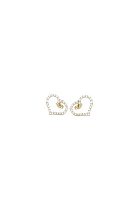 Brinco Papillô Joias Coração Cravejado M, Em Ouro 18K Menor preço em Brinco Papillô Joias Coração Cravejado M, Em Ouro 18K