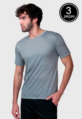 Menor preço em Kit com 3 Camisetas Masculina Dry Fit Part.B Chumbo