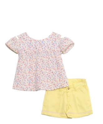 Conjunto Infantil Feminino 6054 Pequena Mania Amarelo Menor preço em Conjunto Infantil Feminino 6054 Pequena Mania Amarelo