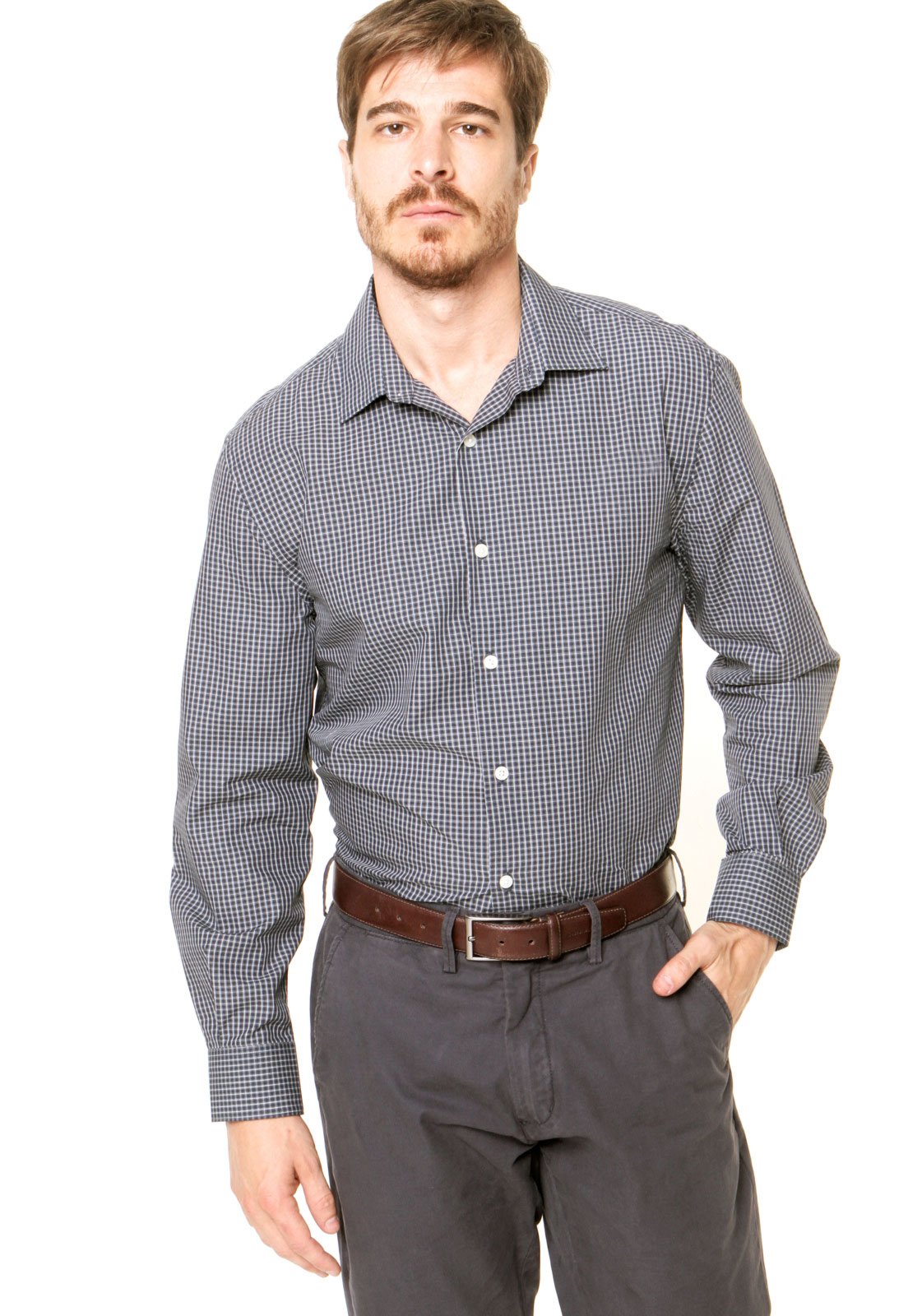 Camisa Social Perry Ellis Quadriculada Multicolorida Compre