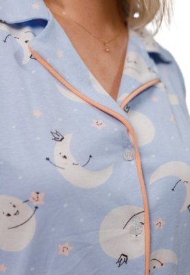 KIT Pijama Americano Curto Lua Azul + Pijama Americano Curto Lua Rosa