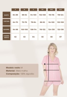 Pijama Algodão Piante Americano Manga Curta com Filete Poá Rosa