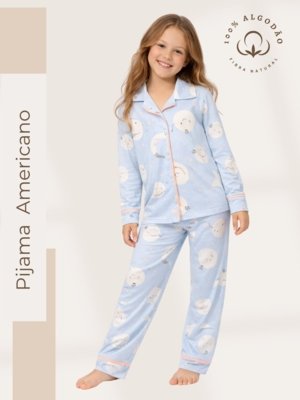 Pijama Americano Longo Infantil Isadora - Lua Azul