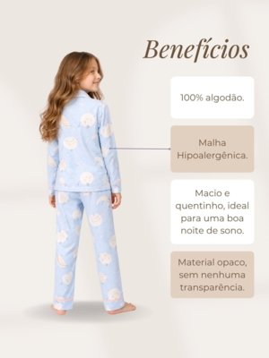 Pijama Americano Longo Infantil Isadora - Lua Azul