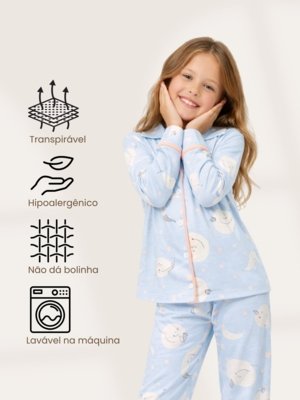 Pijama Americano Longo Infantil Isadora - Lua Azul