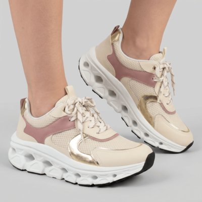 PICCADILLY MAXI TECH - Tênis Off White com Rosa