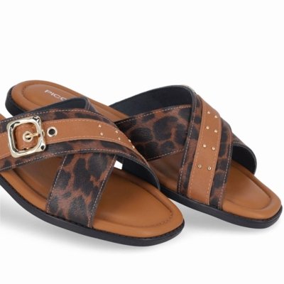 Rasteirinha Gabi Animal Print Fivela
