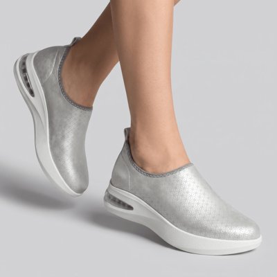 Tênis Soft Step Prata com Cinza