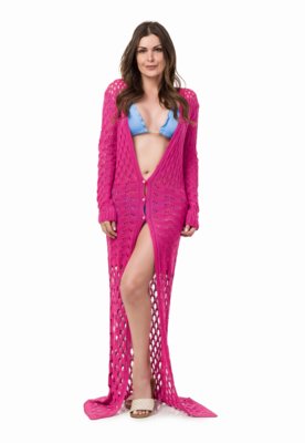 Saída De Praia Pink Tricot Longa Rosa Menor preço em Saída De Praia Pink Tricot Longa Rosa