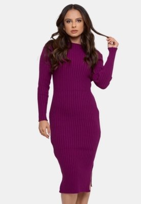 Vestido Feminino Curto Canelado Roxo