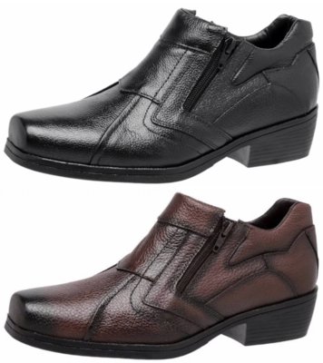 Kit 2 Pares Bota Botina Social Preto Marrom Zíper Pisa Forte Menor preço em Kit 2 Pares Bota Botina Social Preto Marrom Zíper Pisa Forte