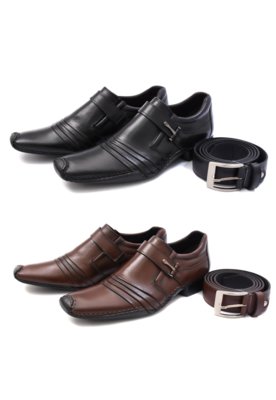 sapato preto com solado marrom