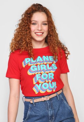 Camiseta Planet Girls Empower Women Vermelha - Compre Agora
