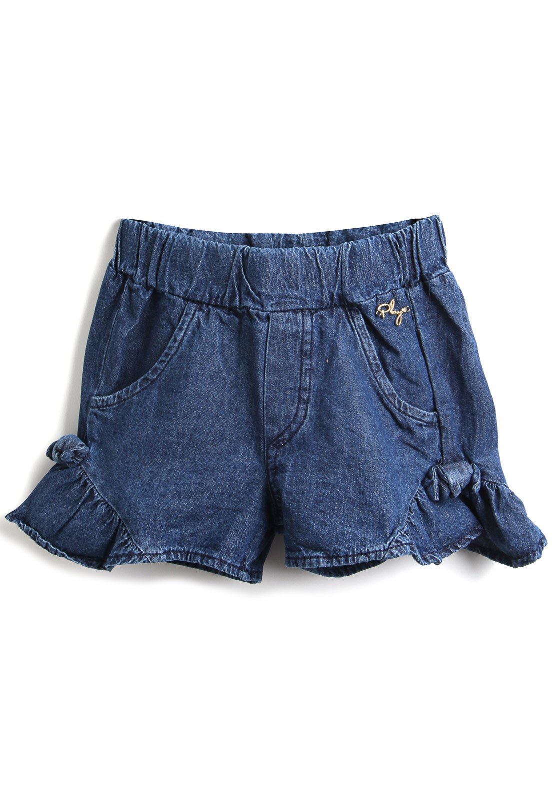 Short Jeans Playground Menina Liso Azul - Compre Agora