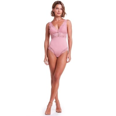 Body Plie Com Bojo Removível E Renda Self Rosa