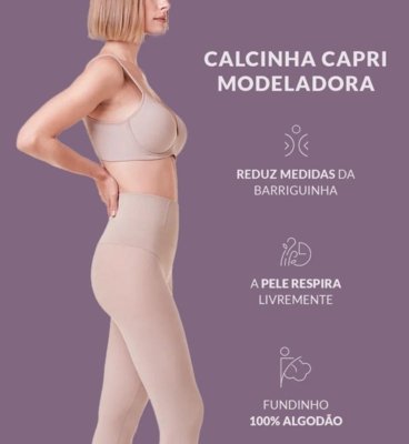 Calça Plie Capri Modeladora Amazônia Control Cupuaçu Incolor