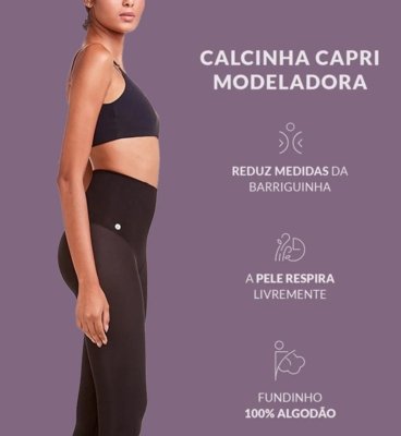 Calça Plie Capri Modeladora Amazônia Control Rio Negro Incolor