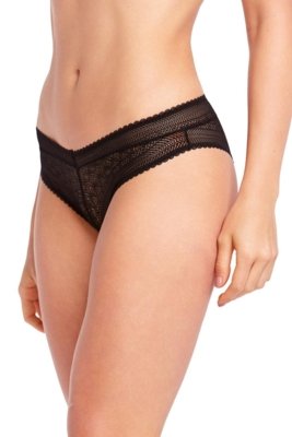 Calcinha Caleçon Em Renda Paris Preto Incolor