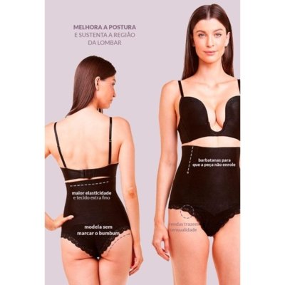 Calcinha Modeladora Abdominal Com Renda Blush Incolor