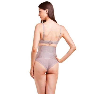 Calcinha Plie Modeladora Abdominal Com Renda Lavanda Incolor