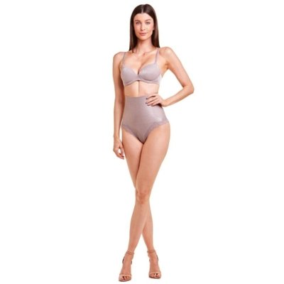 Calcinha Plie Modeladora Abdominal Com Renda Lavanda Incolor